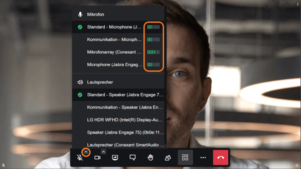 Mikrofon für die Videokonferenz auswählen